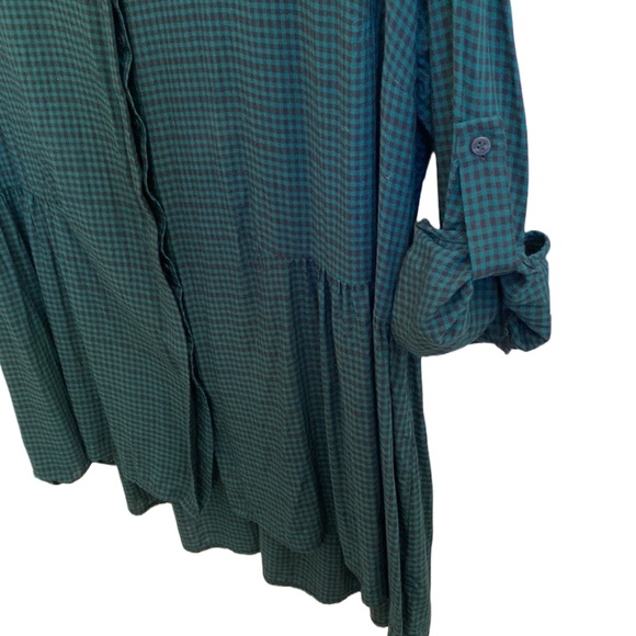 🖤🌲 Sejour Nordstrom Long Button Down Collared Black/Forest Green Check Shirt - Picture 5 of 13